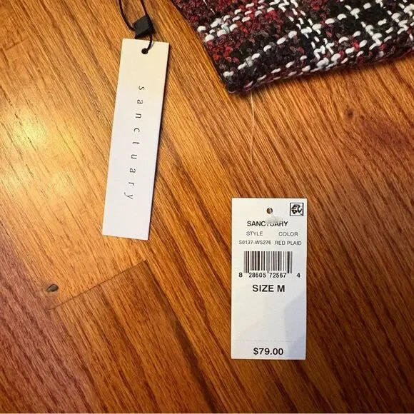 SANCTUARY NWT Red Plaid Tweed Mini Skirt, Size M - Picture 5 of 6
